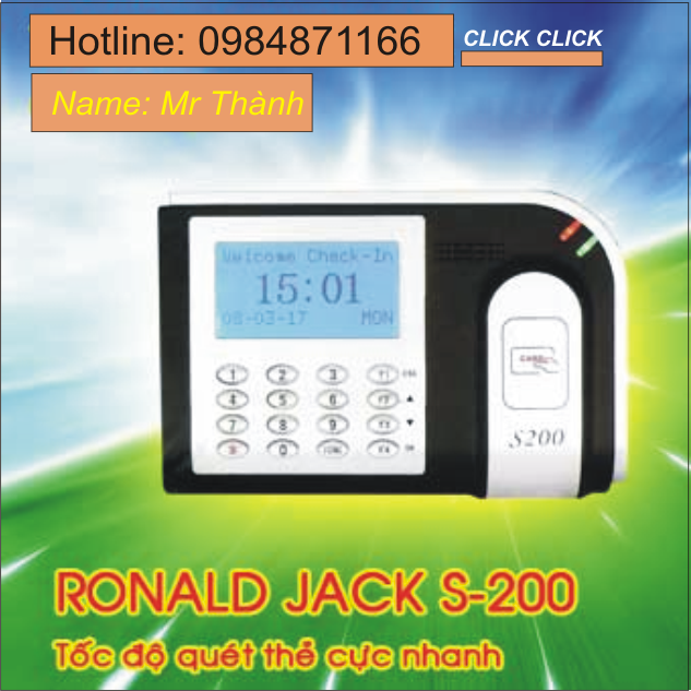 Máy chấm công bằng thẻ cảm ứng  RONALD JACK  S -200